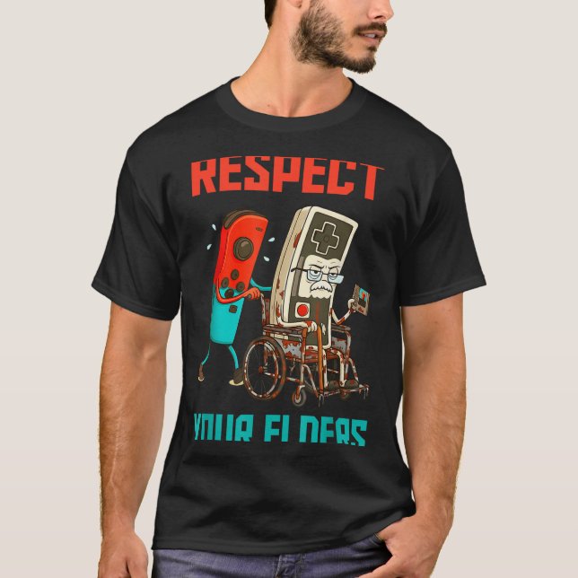 Respect Your Elders Retro Gaming Video Gamer 80s B T-Shirt (Vorderseite)