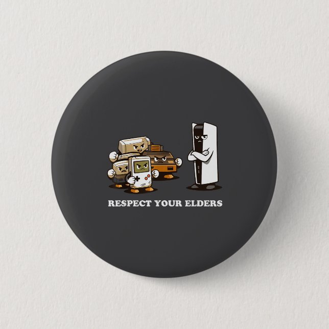 Respect Your Elders T Retro 90s Gaming  Button (Vorderseite)
