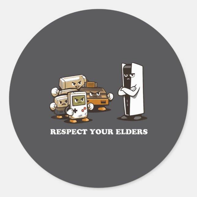 Respect Your Elders T Retro 90s Gaming  Runder Aufkleber (Vorderseite)