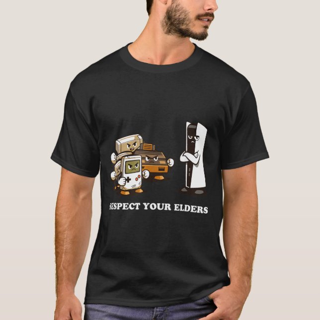 Respect Your Elders T Retro 90s Gaming  T-Shirt (Vorderseite)
