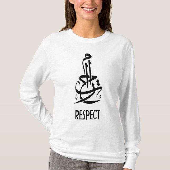 Respekt (arabische Kalligraphie und Englisch) T-Shirt (Vorderseite)