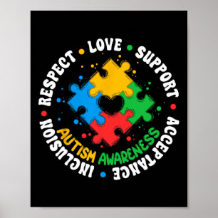 Respekt Liebe Unterstützung Autismus-Bewusstsein P Poster