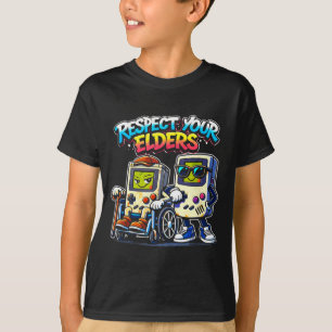 Respektiere Ältere Retro-Gaming lustiger Gamer-Con T-Shirt