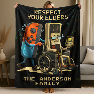 Respektiere deine Älteren Gaming Control Retro Lus Fleecedecke