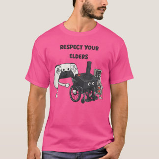 Respektiere deine Älteren Lustige Gaming 80er Styl T-Shirt