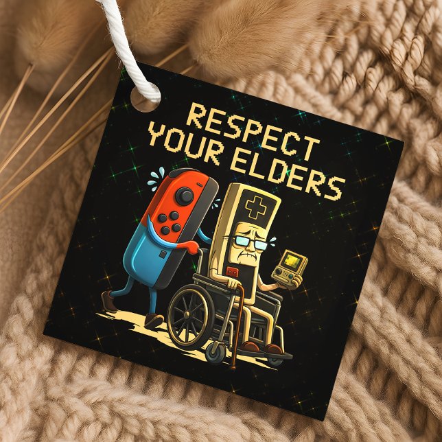 Respektiere deine Älteren Retro-Fun-Gaming-Control Geschenkanhänger (Von Creator hochgeladen)