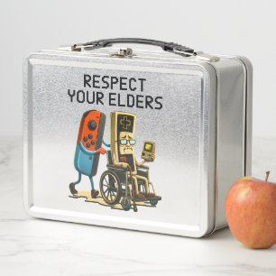 Respektiere deine Älteren Retro-Fun-Gaming-Control Metall Brotdose