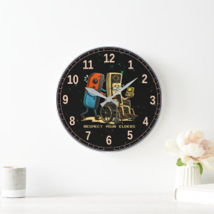 Respektiere deine Älteren Retro-Gaming-Control Lus Große Wanduhr