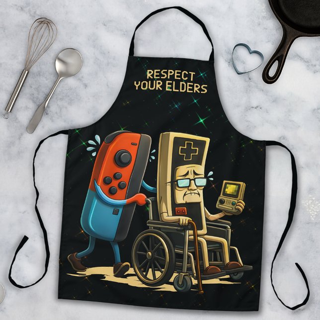 Respektiere deine Älteren Retro-Gaming-Controlle F Schürze (Von Creator hochgeladen)