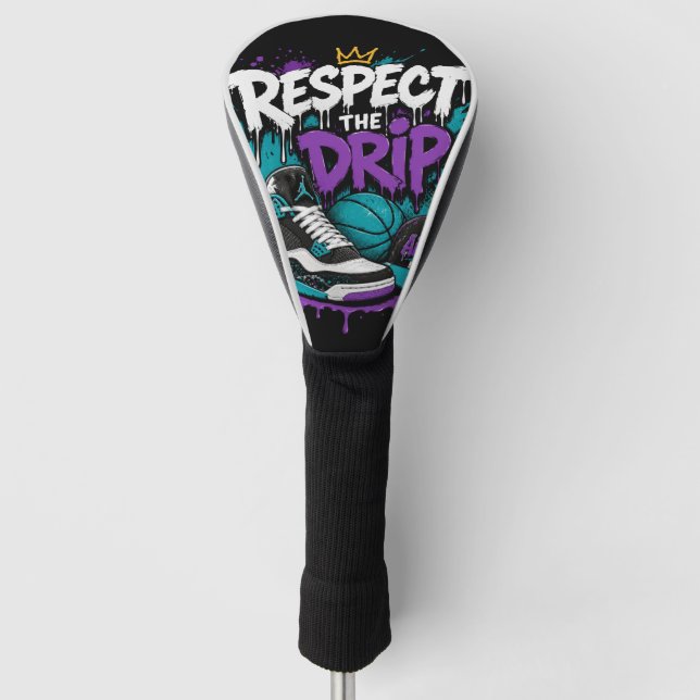 Respektiere den Basketball-Design-Drip Golf Headcover (Vorderseite)