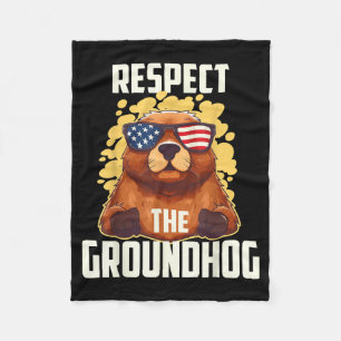 Respektiere den Groundhog USA Vintage-Flagge Fröhl Fleecedecke