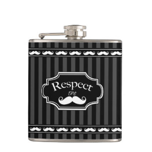 Respektiere den Schnurrbart  Mr. Hipster Vintage R Flachmann
