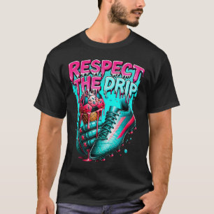 Respektiere den Tropfen Fußball-Eiscreme-Tropfen m T-Shirt