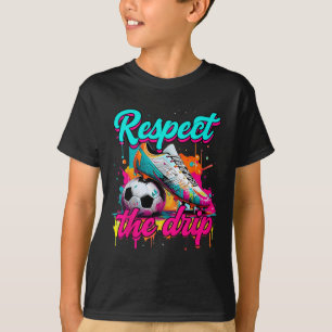 Respektiere den Tropfen Fußball-Eiscreme-Tropfen m T-Shirt