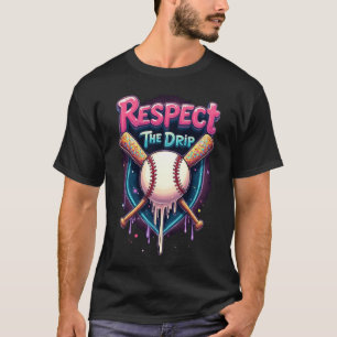 Respektiere den Tropfen Lustiges Baseball-Eis-Trop T-Shirt