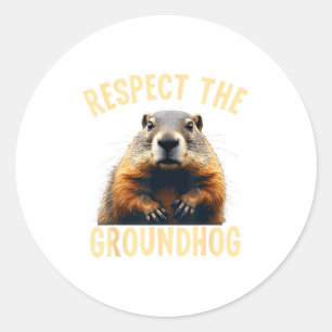 Respektiere den Waldmurmeltier-Foto für Ground-h Runder Aufkleber