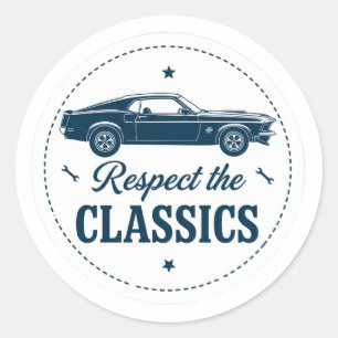 Respektiere die KLASSIKER Vintage Muscle Car Retro Runder Aufkleber