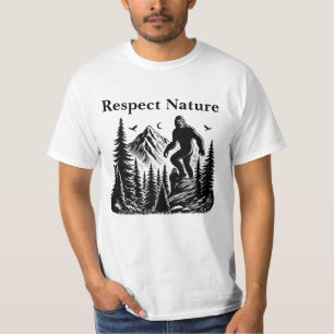 Respektiere die Natur Yeti Bigfoot Tinten Kunst  T-Shirt