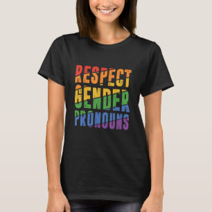 Respektiere Geschlechterpronomen Bisexuell Regenbo T-Shirt