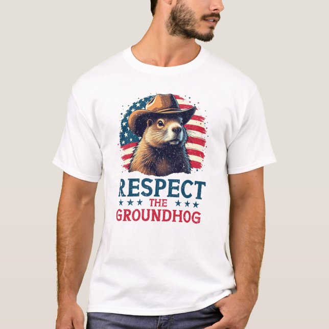 Respektieren der Groundhog - Cowboy Vibes T-Shirt (Vorderseite)