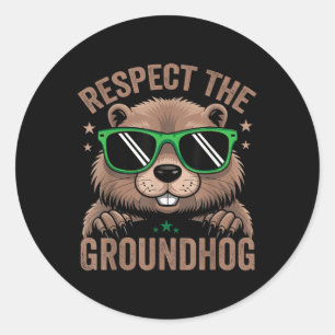 Respektieren der Groundhog Flag Usa Woodchuck Grou Runder Aufkleber