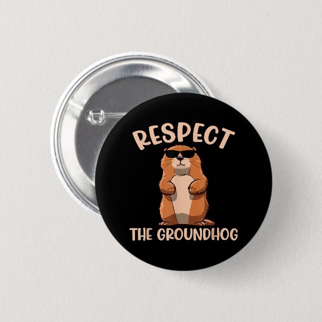 Respektieren des Groundhog-Woodchuck Groundhog Day Button (Vorne & Hinten)