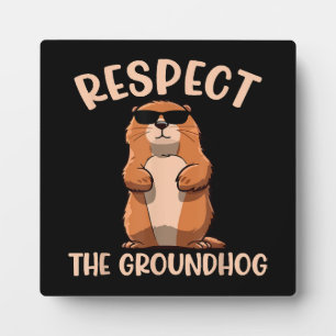 Respektieren des Groundhog-Woodchuck Groundhog Day Fotoplatte