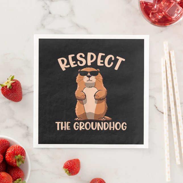 Respektieren des Groundhog-Woodchuck Groundhog Day Serviette (Beispiel)