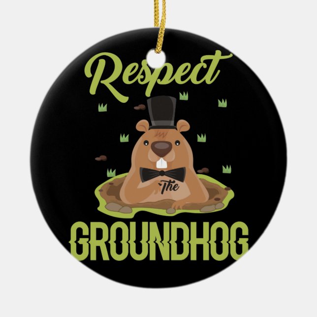 Respektieren Groundhog Woodchuck Foto Groundhog Da Keramik Ornament (Vorne)