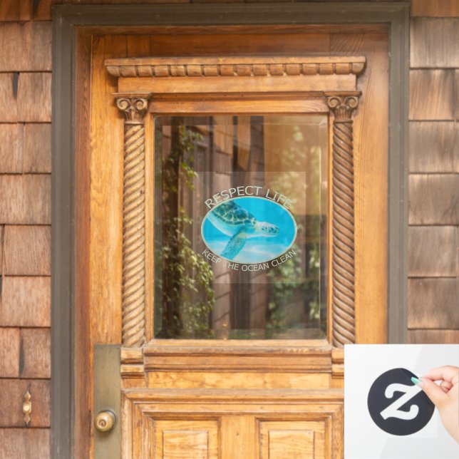 Respektieren Sie das Leben, den Ozean sauber Behal Fensteraufkleber (Haustür)