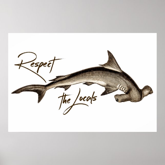 Respektieren Sie das örtliche Hammerhead Shark Fun Poster (Vorne)