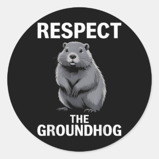 Respektieren Sie den glücklichen Groundhog Day Url Runder Aufkleber