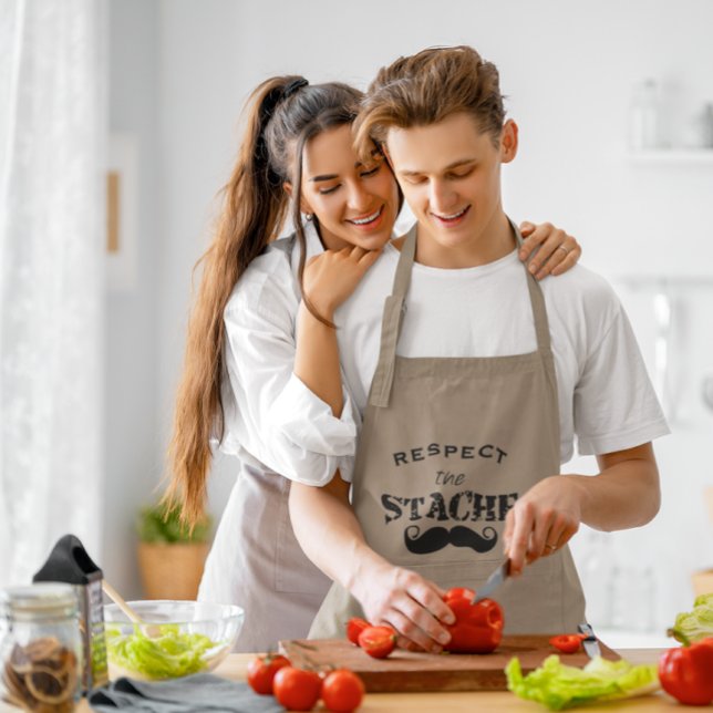 Respektieren Sie den Stache Mustache Retro Lange Schürze (Von Creator hochgeladen)
