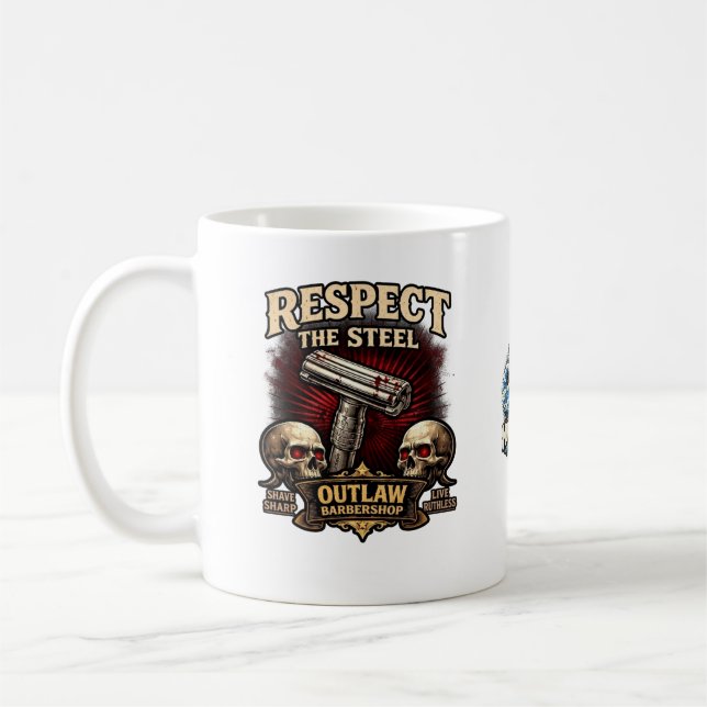 Respektiert den Stahl – Double Edge Rasierer Tasse (Links)
