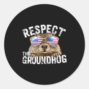 Respektiert den Waldmurmeltiertag USA Lustig Runder Aufkleber
