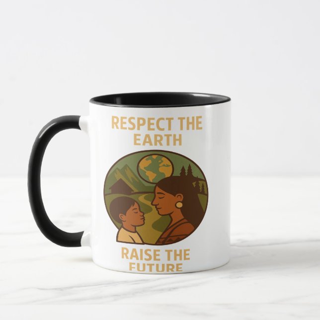 Respektiert die Erde, erhebt die Zukunft Tasse (Links)