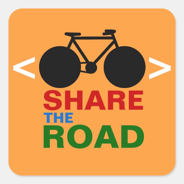 Respektzeichen für Radfahrer Quadratischer Aufkleber (Vorderseite)