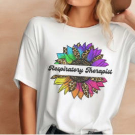 Respiratorischer Therapeut Regenbogen Sonnenblume T-Shirt