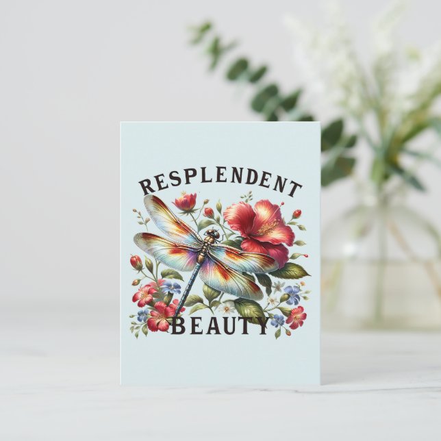 Resplendent Beauty - Künstlerische Libelle Postkarte (Stehend Vorderseite)