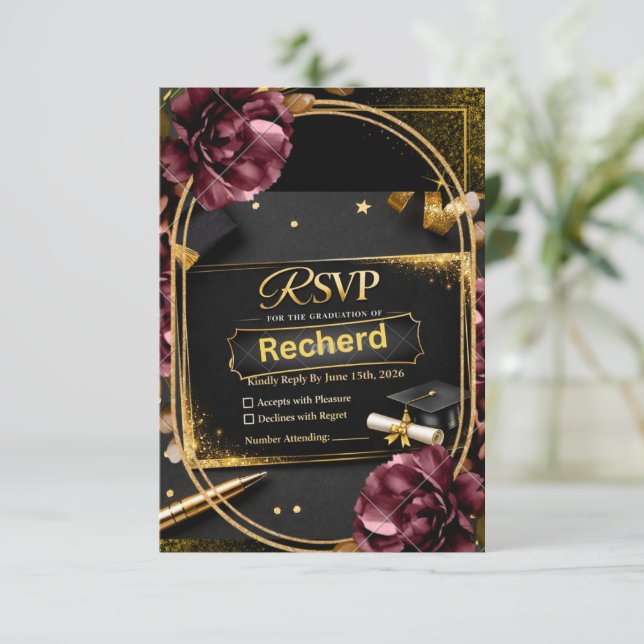 Response Card RSVP Karte (Stehend Vorderseite)