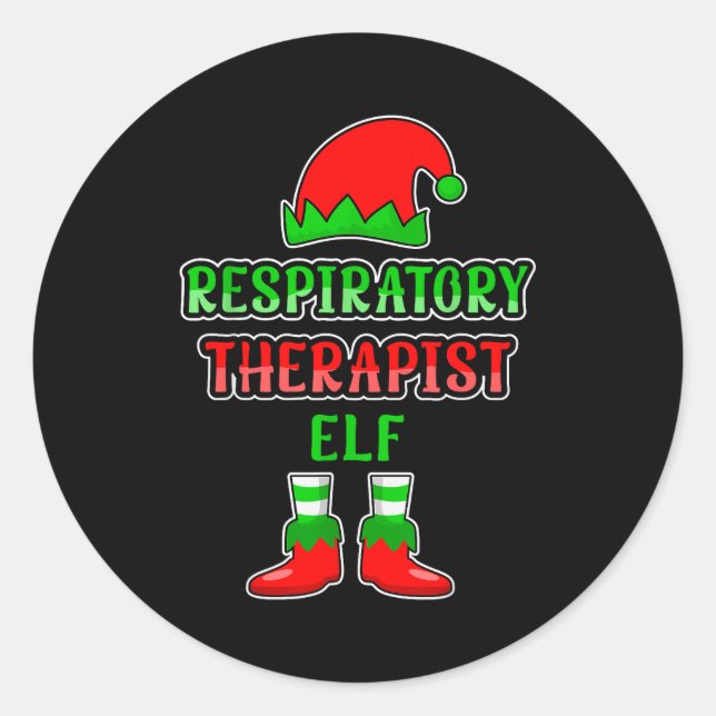 Resratory Therast Elf Resratory Therapy Christmas  Runder Aufkleber (Vorderseite)