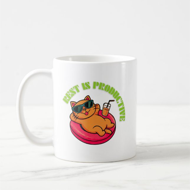 Rest Is Productive Cat Mug for Self Care Kaffeetasse (Links)