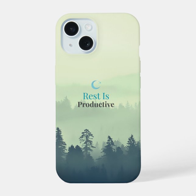 Rest Is Productive – Minimal Motivational iPhone C 15 Hülle (Rückseite)