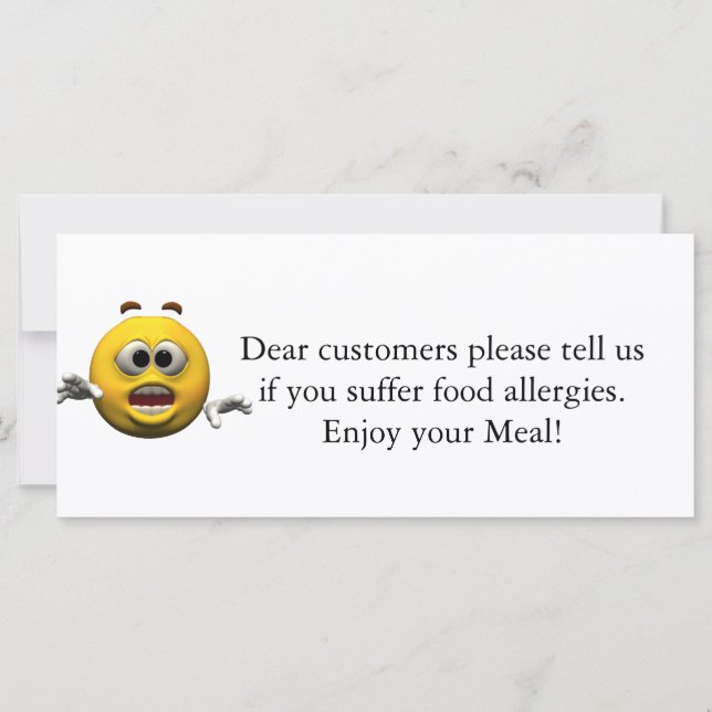 Restaurant Allergy Notice (Vorderseite)