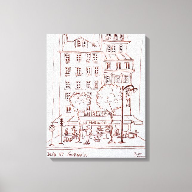 Restaurant am Boulevard | Saint-Germain, Paris Leinwanddruck (Vorderseite)
