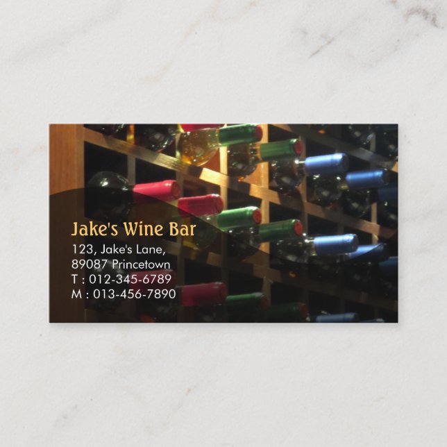 Restaurant Bar Weinflasche Visitenkarte (Vorderseite)