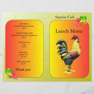 Restaurant bietet Mittagessen Menü Sunrise Rooster