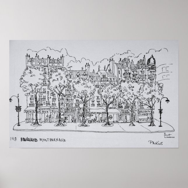 Restaurant Boulevard Montparnasse | Paris, Frankre Poster (Vorne)