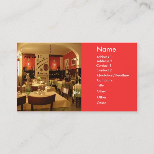 Restaurant Business Card Visitenkarte (Vorderseite)