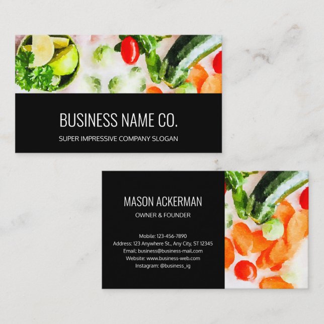 Restaurant Business Cards / Black BG Visitenkarte (Vorne/Hinten)